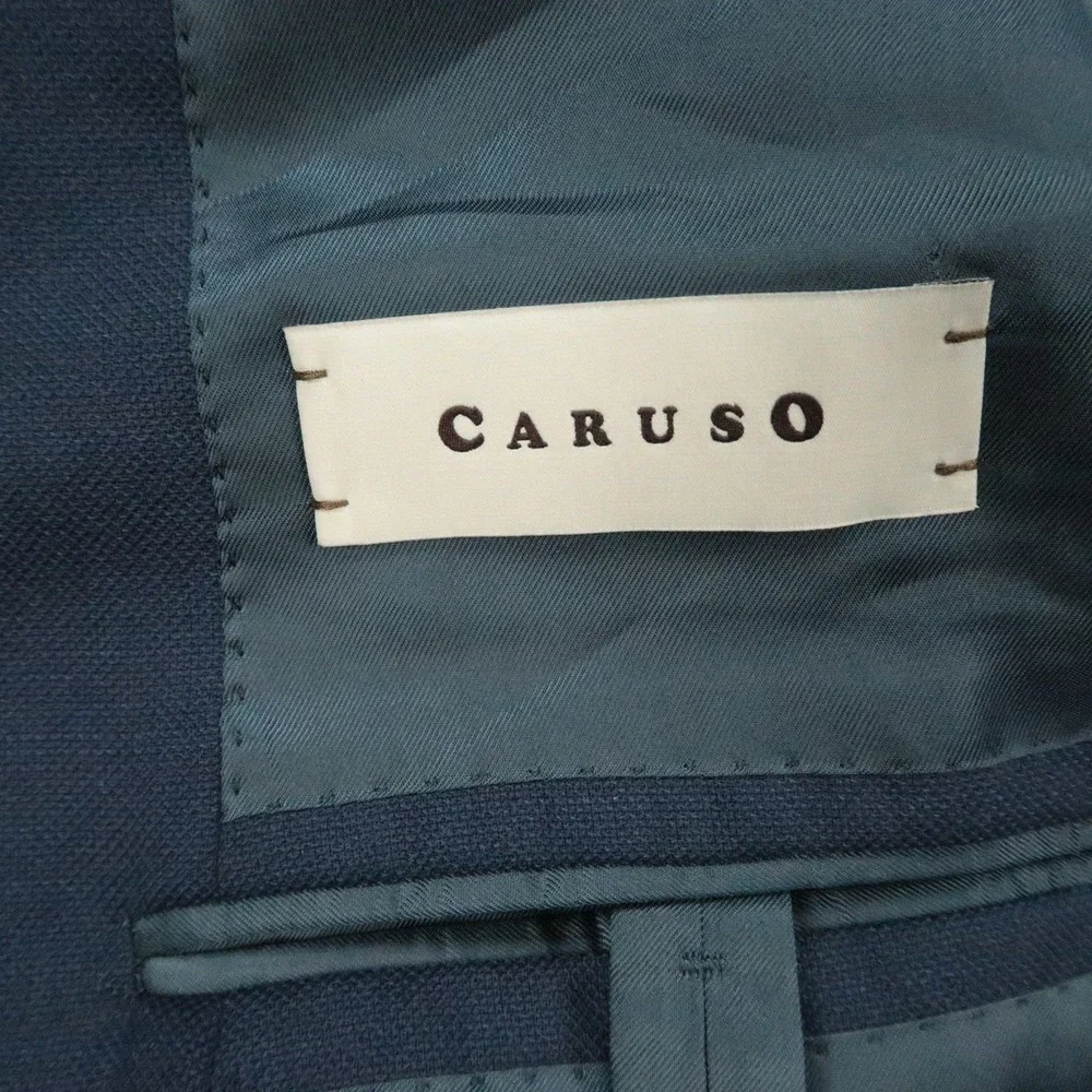Caruso Suit Mens 56R Blue Wool Cashmere Blazer Pants Italy US 46R